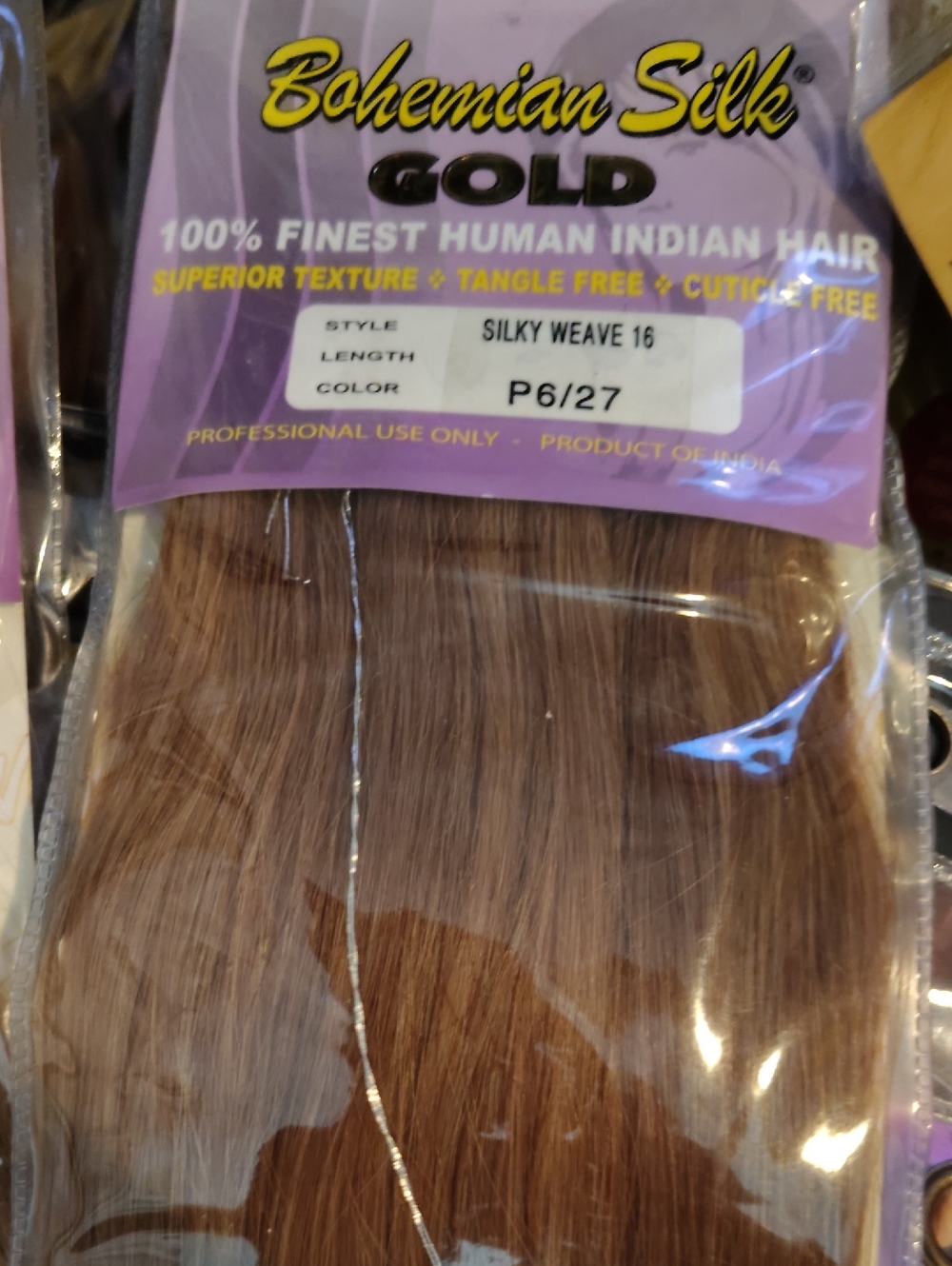 Gold Silky Weave 16" Human Hair Extension - Light Brown (P6/27)